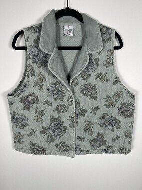 K.W.B.L. California Vintage 90s cottagecore muted floral quilted vest L indie
